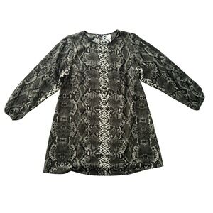 H&M Snakeskin Print Long Sleeve Mini Dress Size 8 Animal Print Western Boho